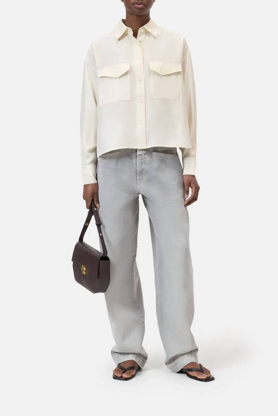 NEW CLOSED long sleeve utility shirt in ecru